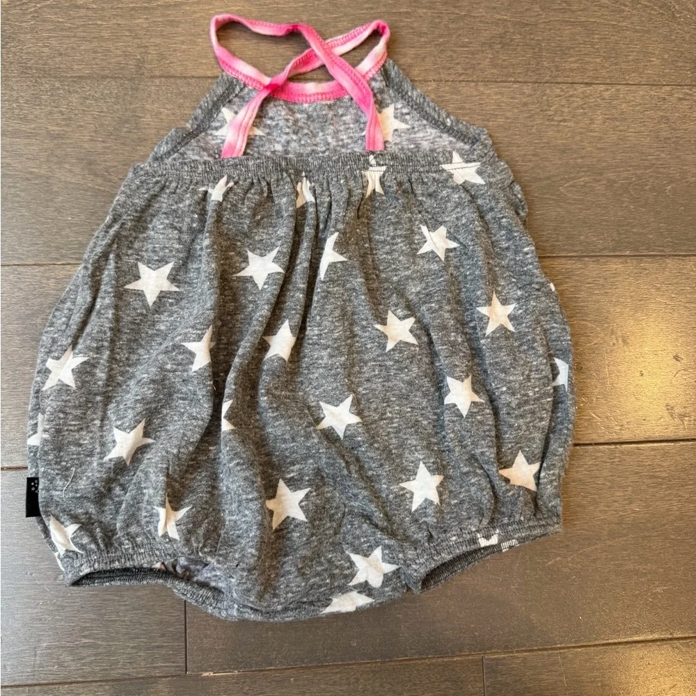 Girls' Gray Star Halter Top with Pink Trim
